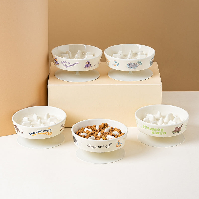 Anti-Tip Elevated Ceramic Pet Bowl – Flat Feeding & Water Bowl for Cats and Dogs