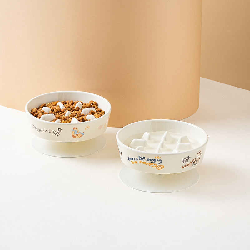 Anti-Tip Elevated Ceramic Pet Bowl – Flat Feeding & Water Bowl for Cats and Dogs