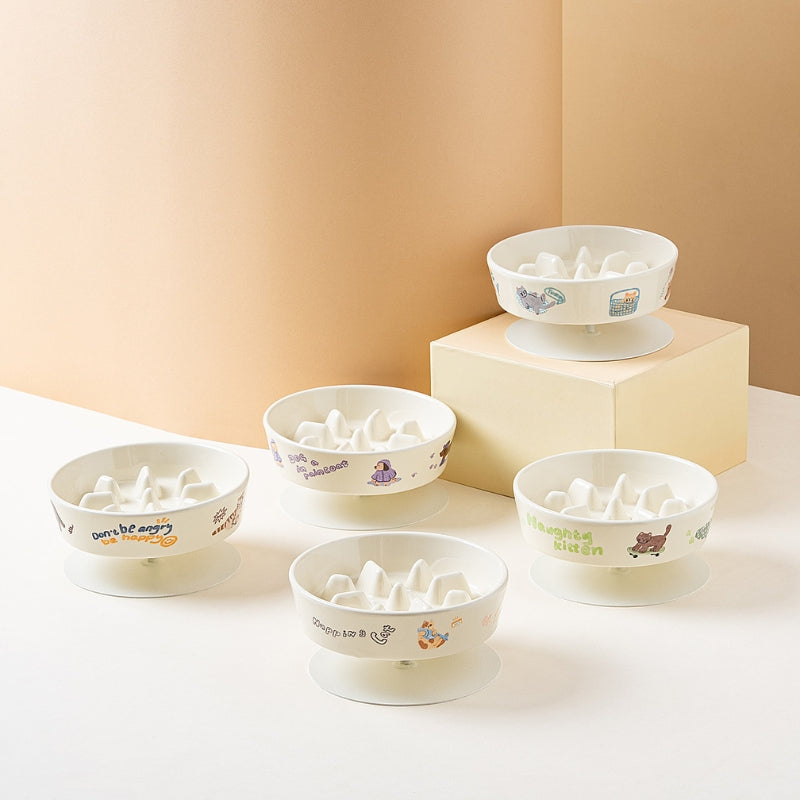 Anti-Tip Elevated Ceramic Pet Bowl – Flat Feeding & Water Bowl for Cats and Dogs