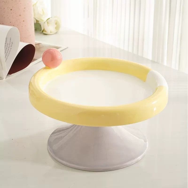 Ice Cream Shaped Elevated Ceramic Cat Bowl – Shallow Dish for Kitten Wet Food & Treats