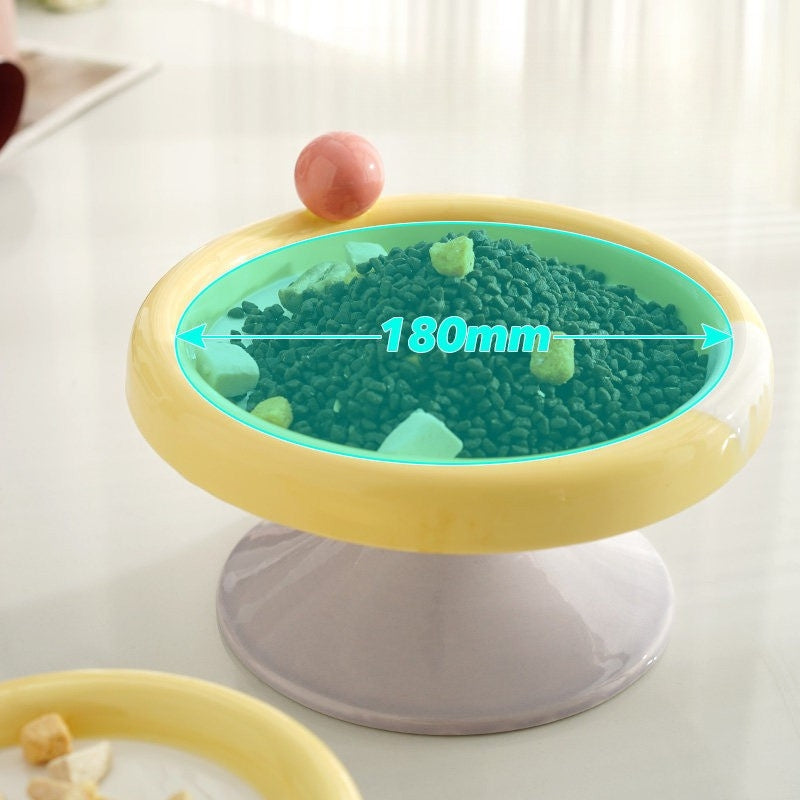 Ice Cream Shaped Elevated Ceramic Cat Bowl – Shallow Dish for Kitten Wet Food & Treats