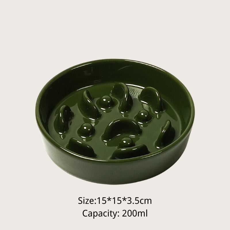 Ceramic Slow Feeder Bowl for Dogs & Cats – Anti-Choking Pet Bowl for Small & Medium Pets