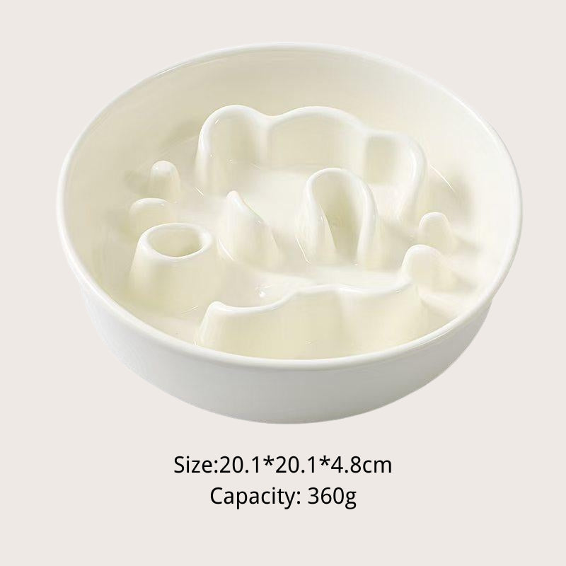 Ceramic Slow Feeder Bowl for Dogs & Cats – Anti-Choking Pet Bowl for Small & Medium Pets
