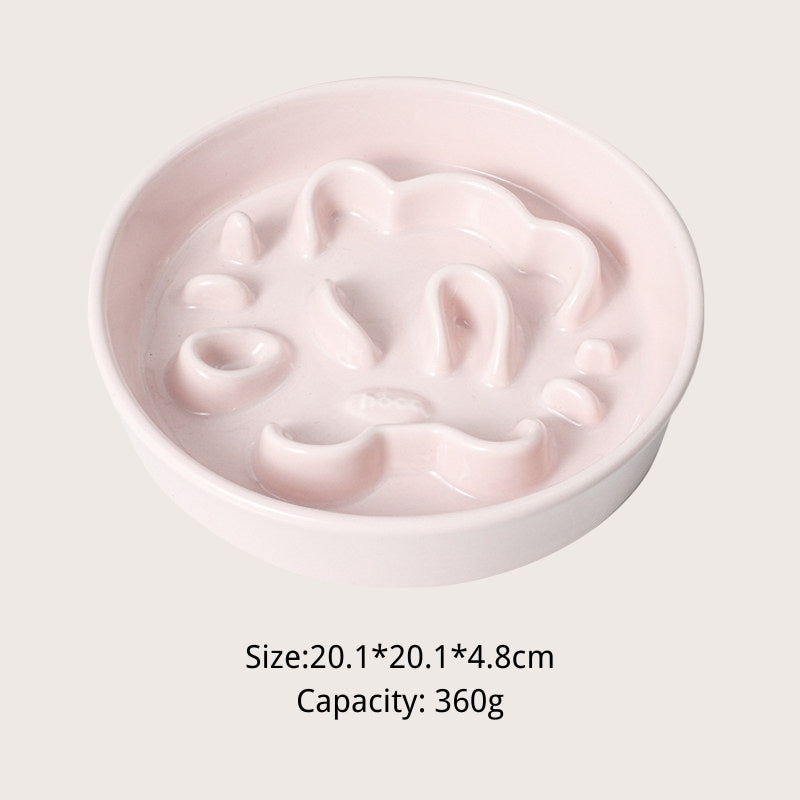 Ceramic Slow Feeder Bowl for Dogs & Cats – Anti-Choking Pet Bowl for Small & Medium Pets