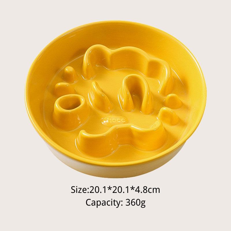 Ceramic Slow Feeder Bowl for Dogs & Cats – Anti-Choking Pet Bowl for Small & Medium Pets