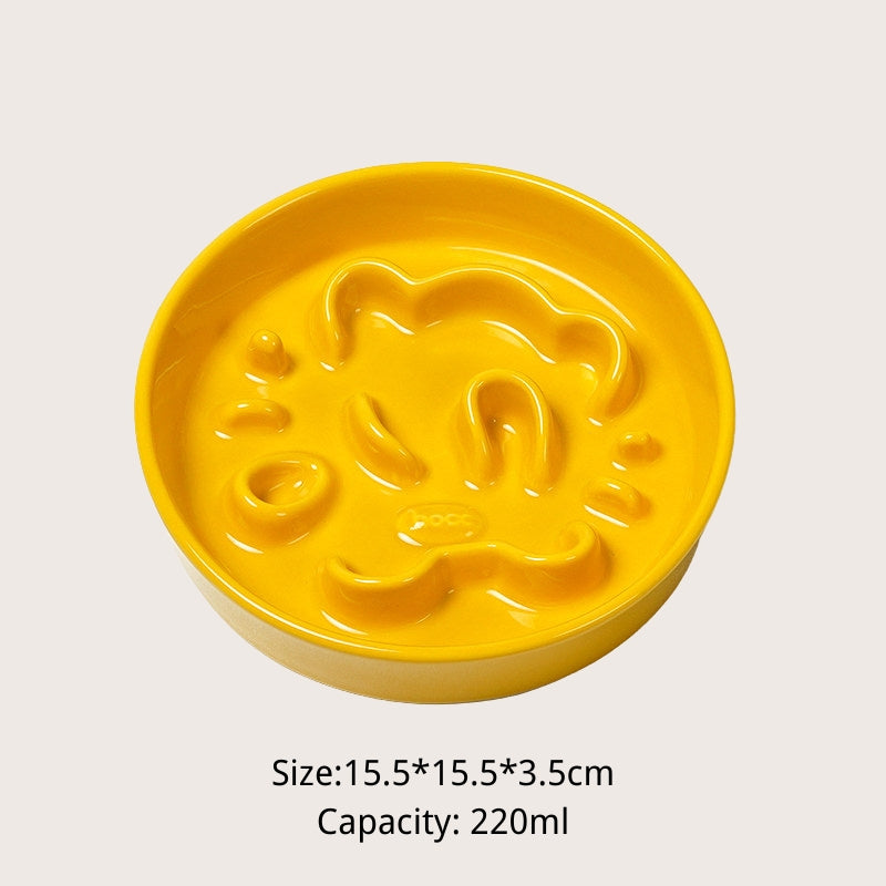 Ceramic Slow Feeder Bowl for Dogs & Cats – Anti-Choking Pet Bowl for Small & Medium Pets