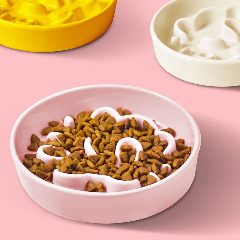 Ceramic Slow Feeder Bowl for Dogs & Cats – Anti-Choking Pet Bowl for Small & Medium Pets