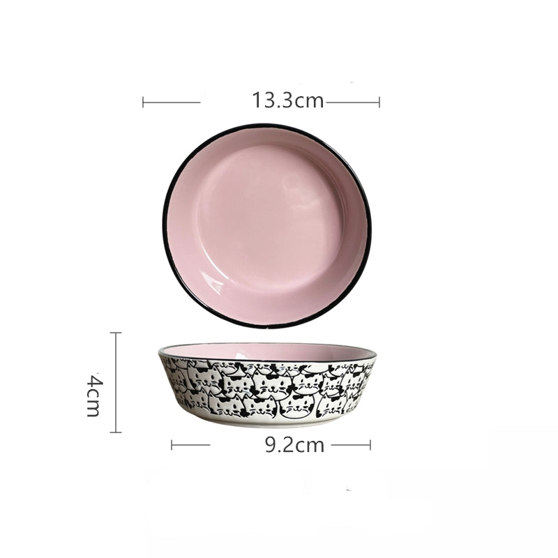 Elevated Ceramic Cat Dish – Shallow Bowl for Wet Food Feeding