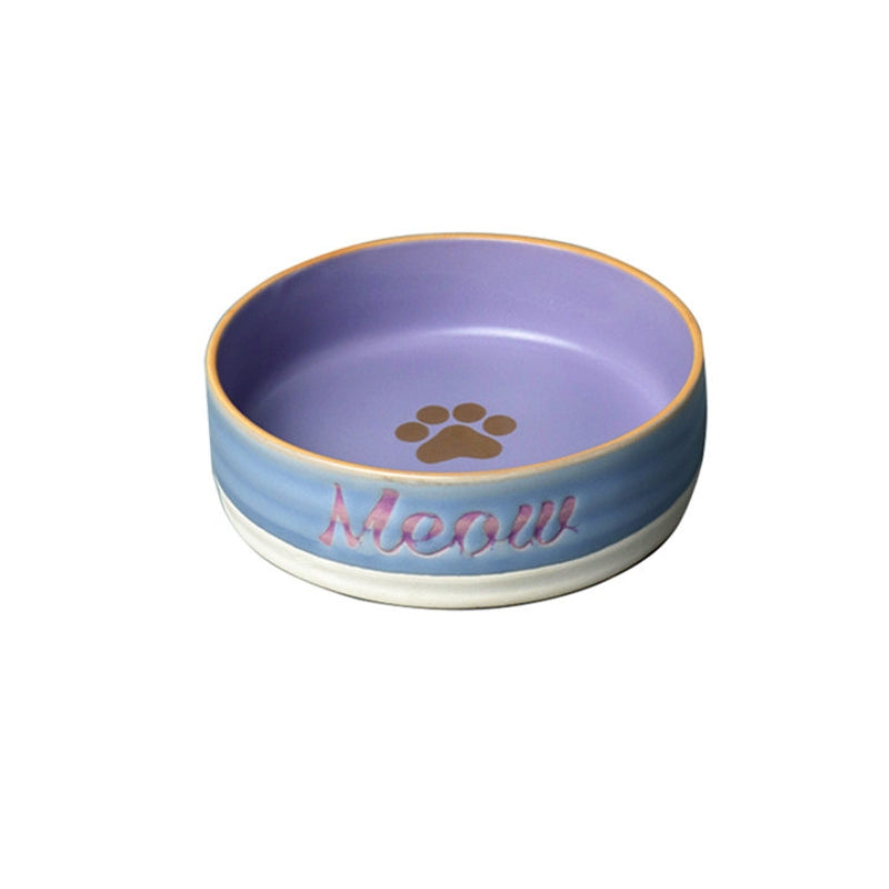 Elevated Ceramic Cat Dish – Shallow Bowl for Wet Food Feeding