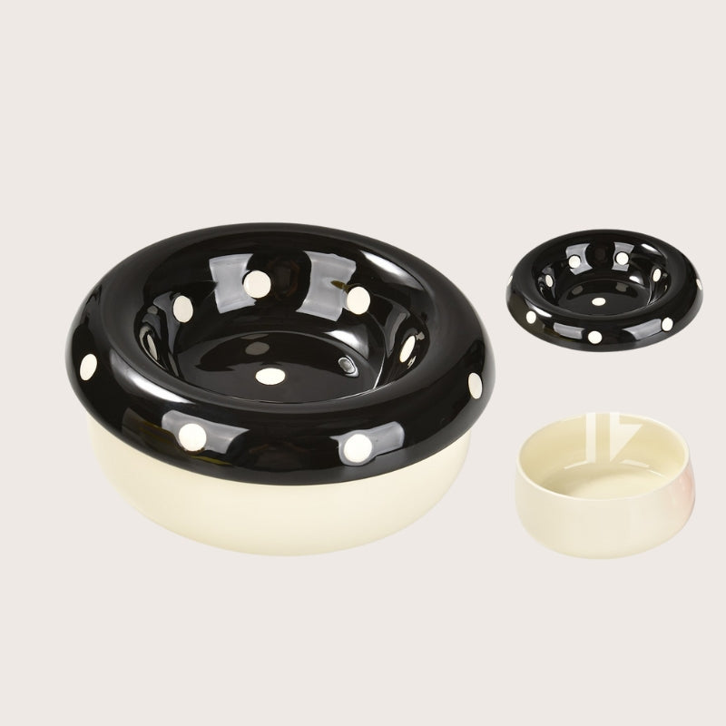 Ceramic Cat Bowl – Tilted Anti-Spill Pet Bowl for Cats, Neck-Friendly Food & Water Dishv