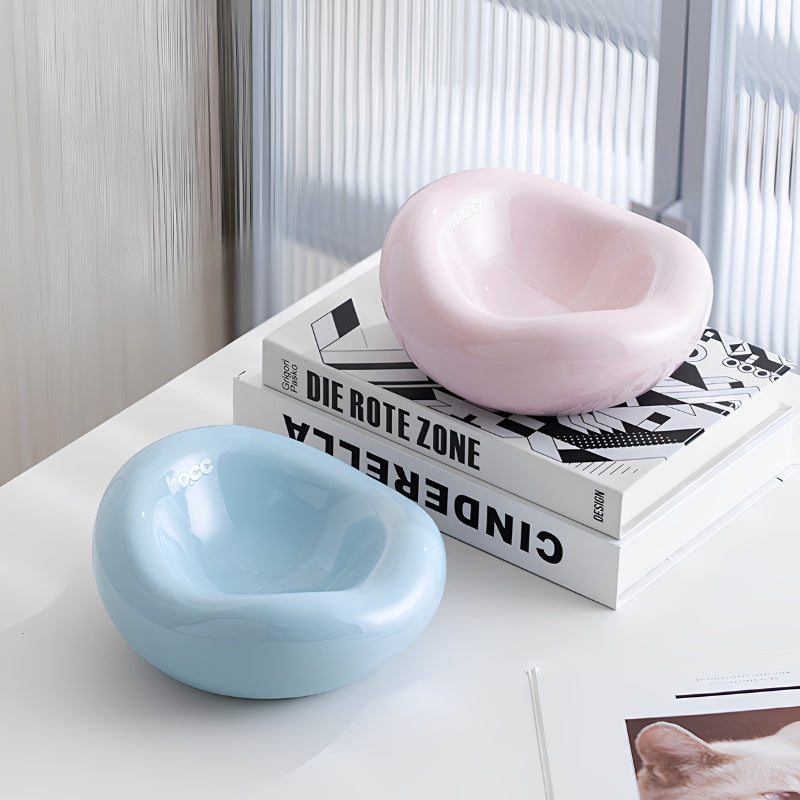 Ceramic Pet Bowl – Cute Food & Water Dish for Cats and Dogs, Anti-Tip Design