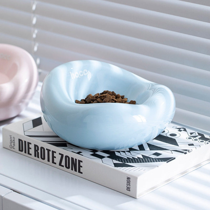 Ceramic Pet Bowl – Cute Food & Water Dish for Cats and Dogs, Anti-Tip Design