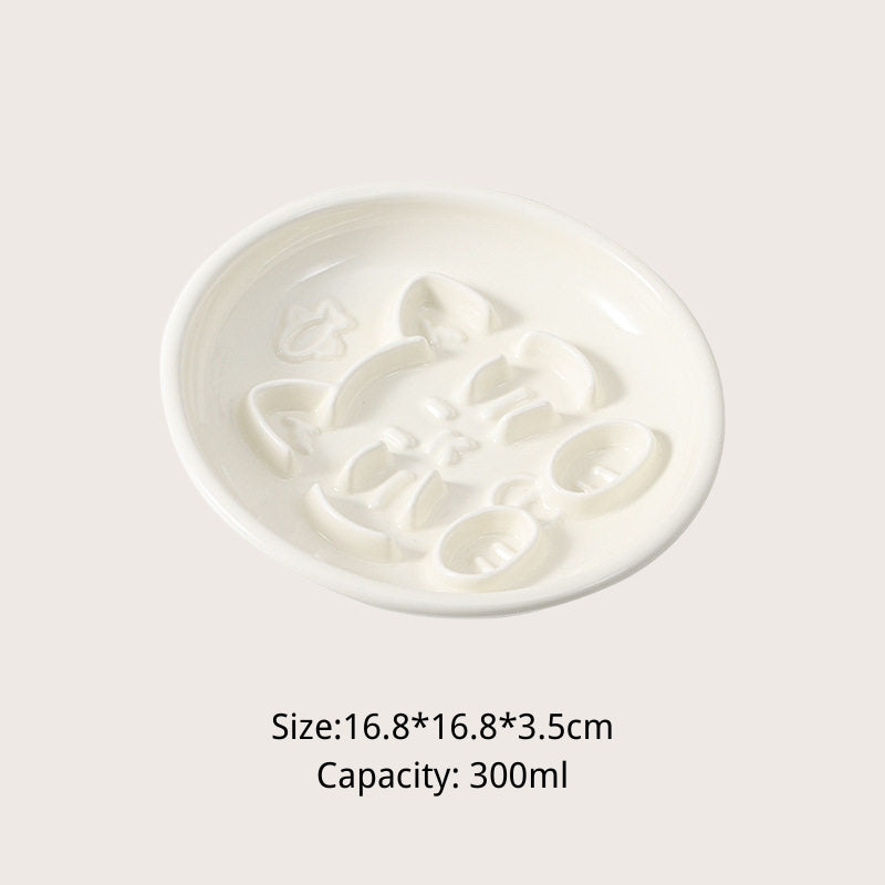 Ceramic Slow Feeder Bowl for Small & Medium Cats and Dogs