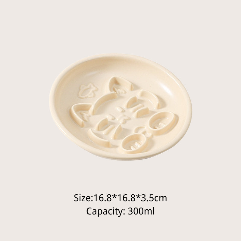 Ceramic Slow Feeder Bowl for Small & Medium Cats and Dogs