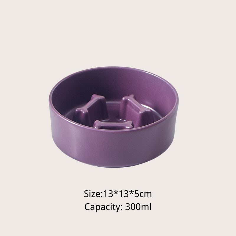 Bone-Shaped Ceramic Slow Feeder Bowl – Anti-Gulping Bowl for Small & Medium Dogs and Cats