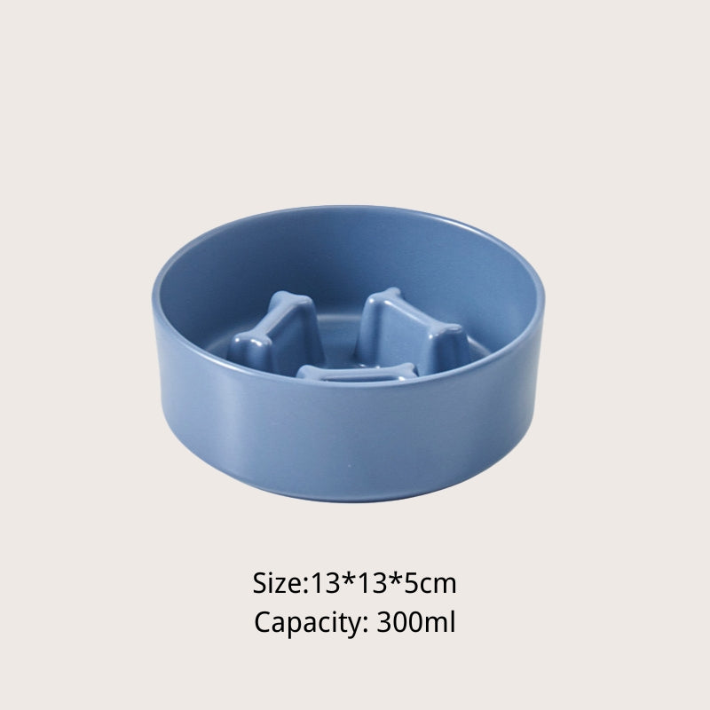 Bone-Shaped Ceramic Slow Feeder Bowl – Anti-Gulping Bowl for Small & Medium Dogs and Cats