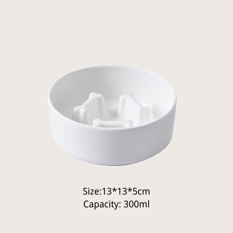 Bone-Shaped Ceramic Slow Feeder Bowl – Anti-Gulping Bowl for Small & Medium Dogs and Cats