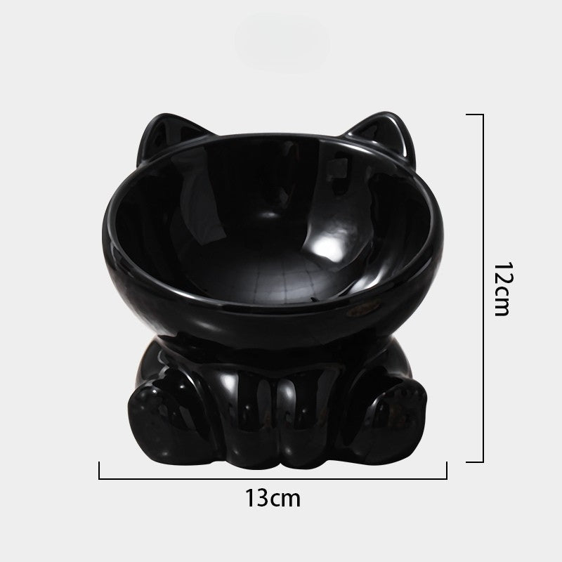 Gradient Ceramic Elevated Tilted Pet Bowl – Neck-Friendly Anti-Spill Bowl for Cats & Small Dogs