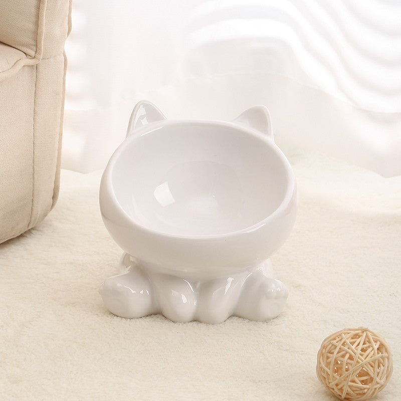 Gradient Ceramic Elevated Tilted Pet Bowl – Neck-Friendly Anti-Spill Bowl for Cats & Small Dogs