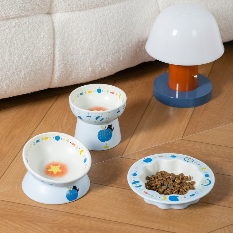 Fruit-Themed Ceramic Pet Bowl Set –  Cats and Small Dogs