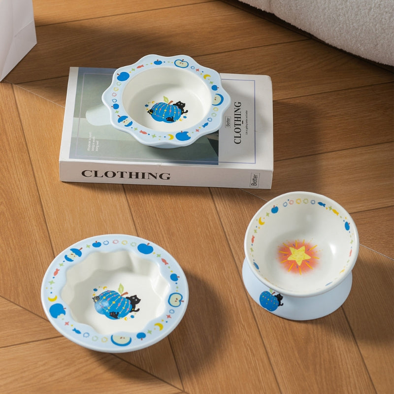 Fruit-Themed Ceramic Pet Bowl Set –  Cats and Small Dogs