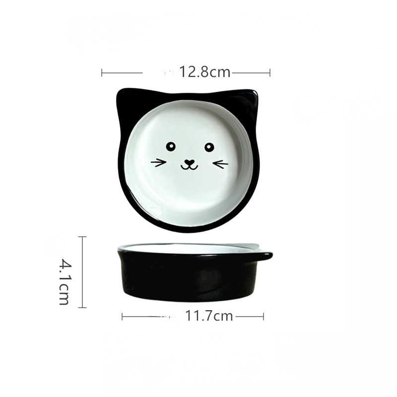 Elevated Ceramic Cat Dish – Shallow Bowl for Wet Food Feeding
