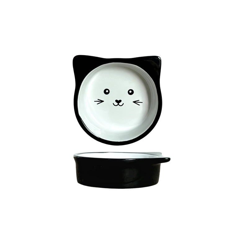 Elevated Ceramic Cat Dish – Shallow Bowl for Wet Food Feeding