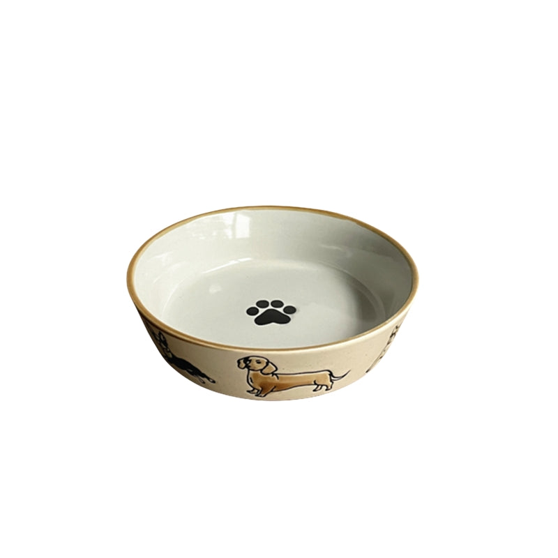 Elevated Ceramic Cat Dish – Shallow Bowl for Wet Food Feeding