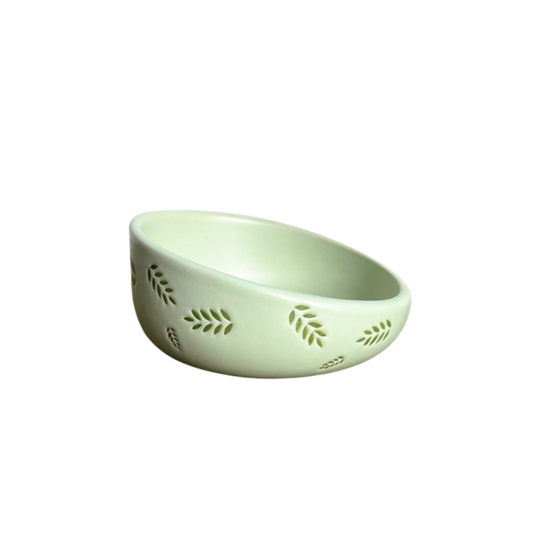 Elevated Ceramic Cat Dish – Shallow Bowl for Wet Food Feeding