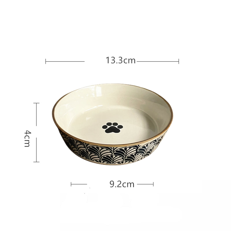 Elevated Ceramic Cat Dish – Shallow Bowl for Wet Food Feeding