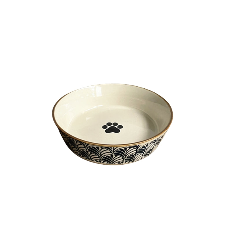 Elevated Ceramic Cat Dish – Shallow Bowl for Wet Food Feeding