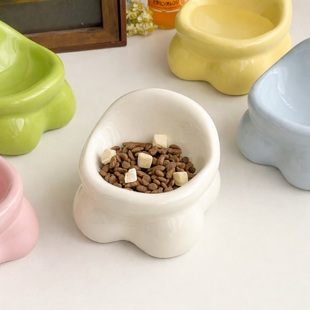 Ceramic Cat Bowl – Cute Design, Neck-Friendly Pet Bowl for Cats