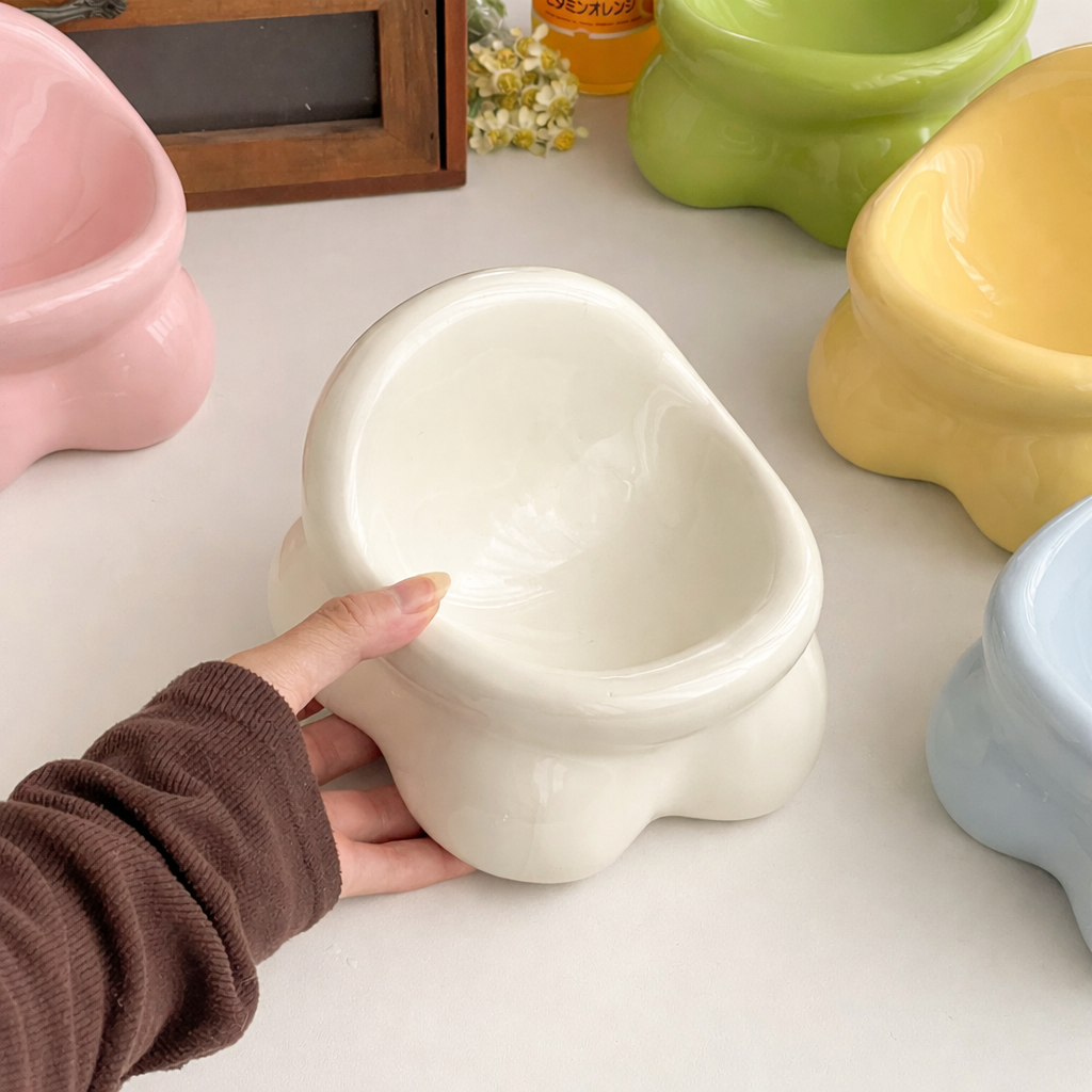 Ceramic Cat Bowl – Cute Design, Neck-Friendly Pet Bowl for Cats