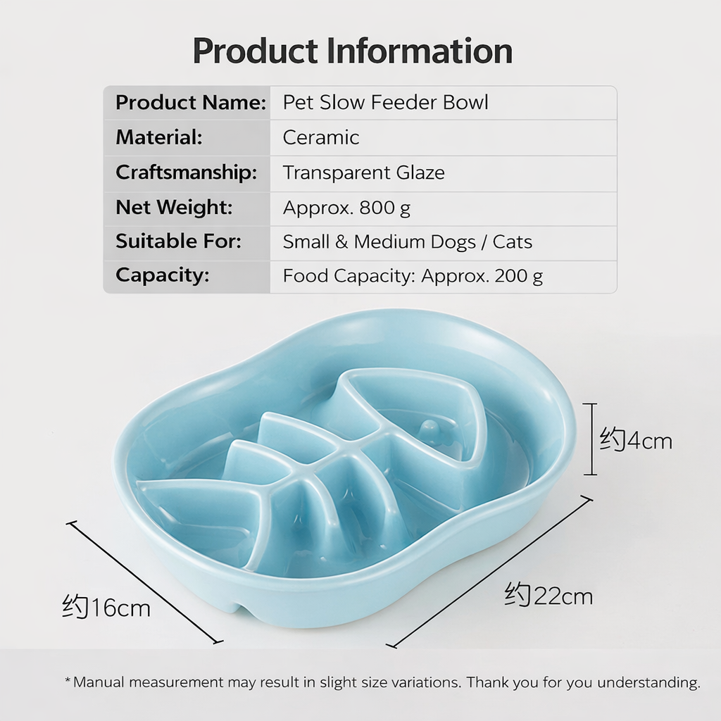 Ceramic Slow Feeder Dog Bowl – Anti-Choking Pet Bowl for Medium & Large Dogs and Cats