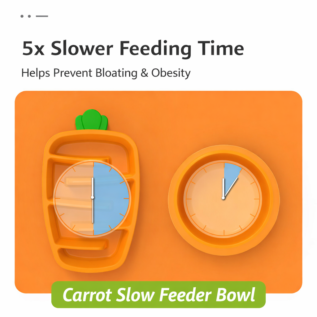 Carrot-Shaped Ceramic Slow Feeder Bowl – Anti-Choking Pet Food Bowl for Dogs & Cats