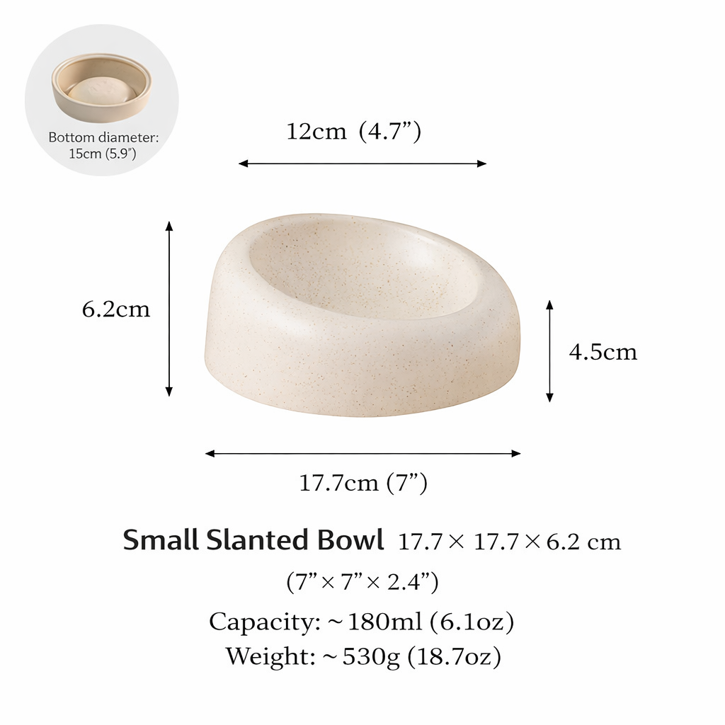 Minimalist Speckled Glaze Angled Ceramic Pet Bowl – Anti-Tip Neck-Friendly Bowl for Cats & Dogs