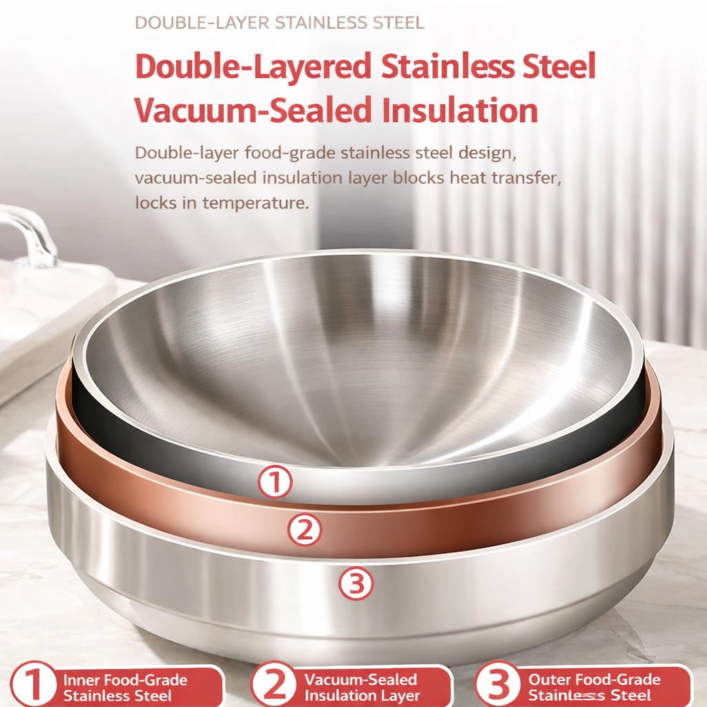 Stainless Steel Elevated Dog Bowl for Large Dogs – Anti-Tip Pet Feeding Bowl with Neck Support