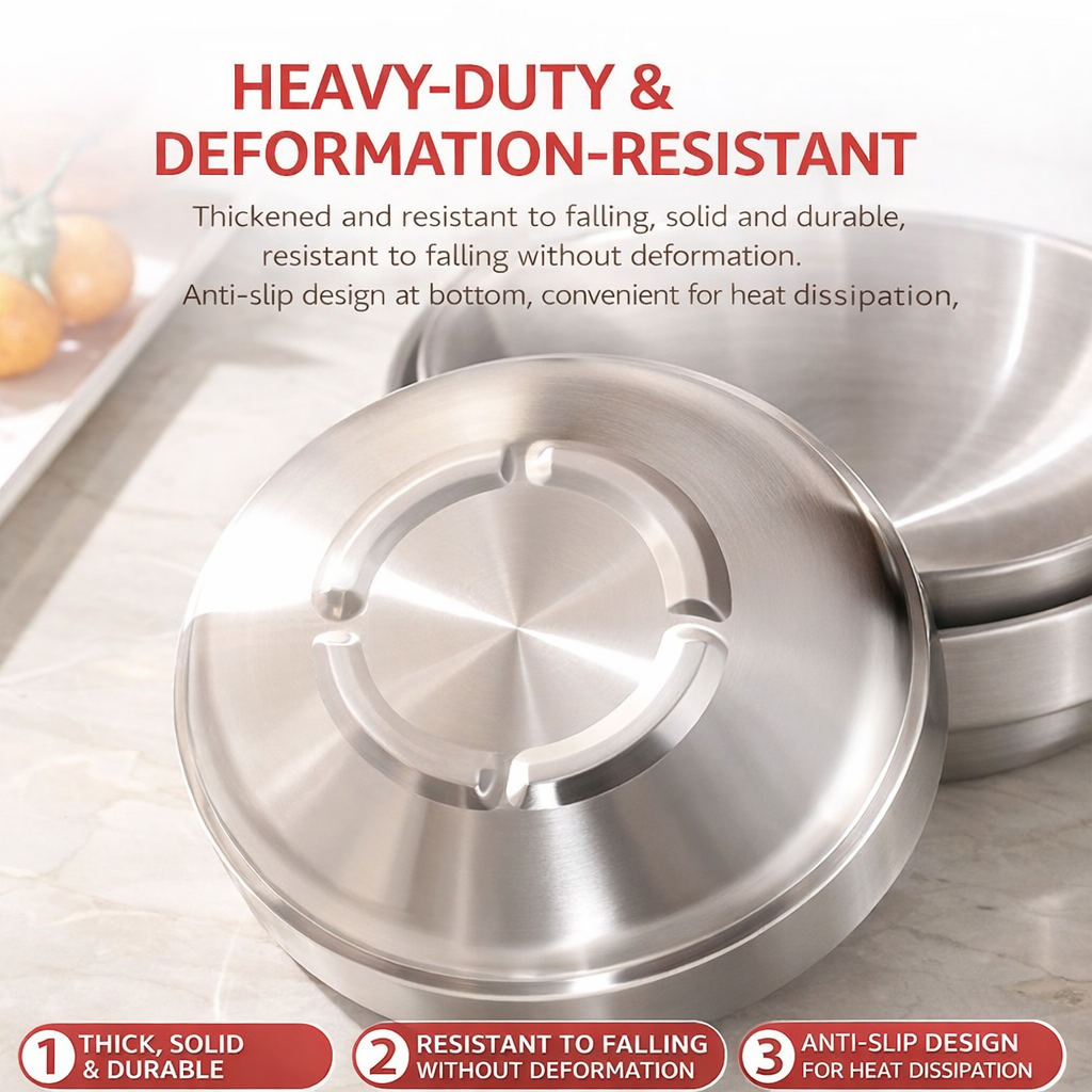 Stainless Steel Elevated Dog Bowl for Large Dogs – Anti-Tip Pet Feeding Bowl with Neck Support