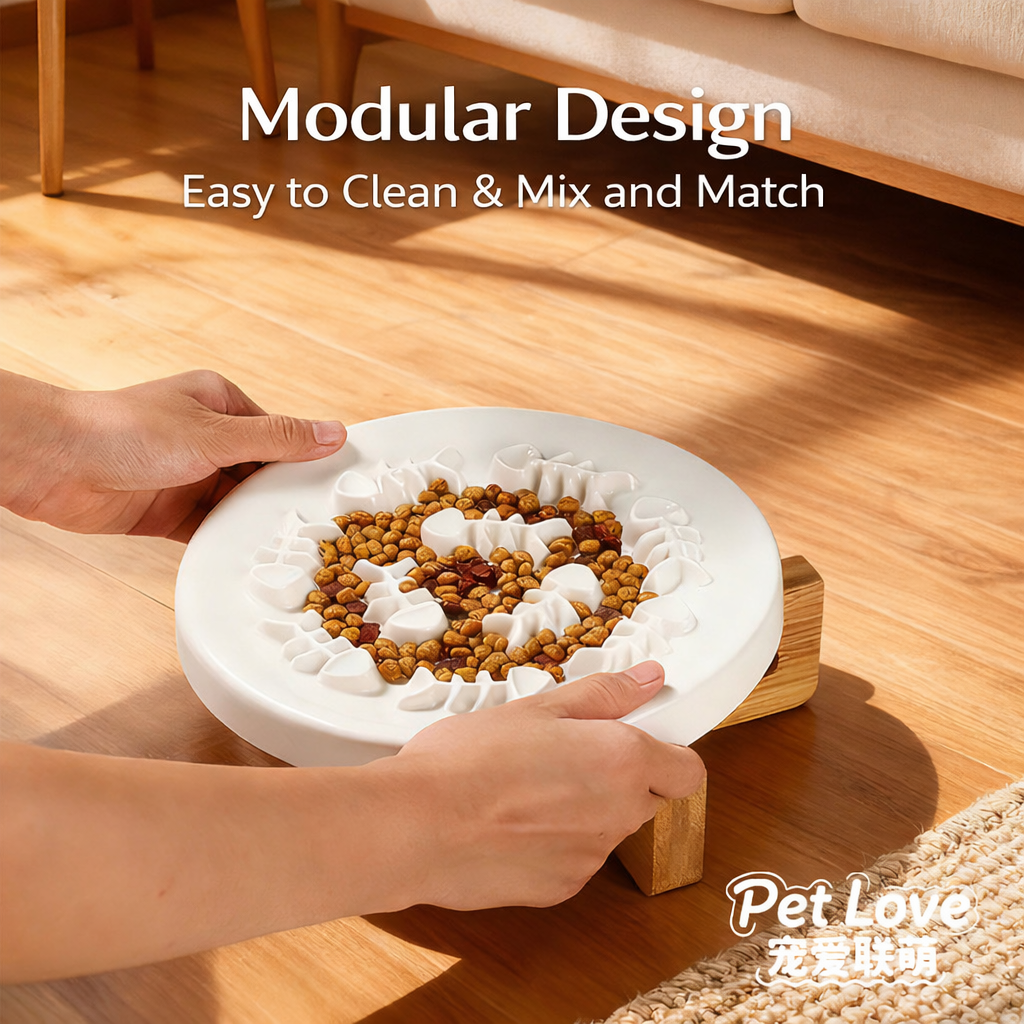 Ceramic Slow Feeder Dog Bowl – Wide Opening Elevated Bowl for Large & Medium Dogs