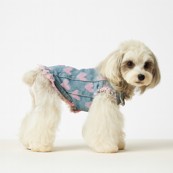 Embroidered Denim Dog Vest – Stylish Sleeveless Jacket for Small & Medium Dogs
