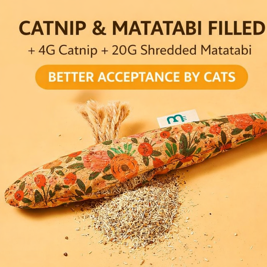 Catnip Toy with Natural Ingredients – Durable Cork Fabric Chew Toy for Cats