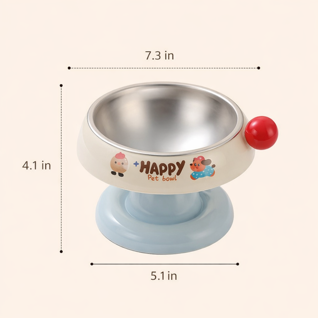 Elevated Stainless Steel Pet Bowl with ABS Base – Dog & Cat Feeding Bowl