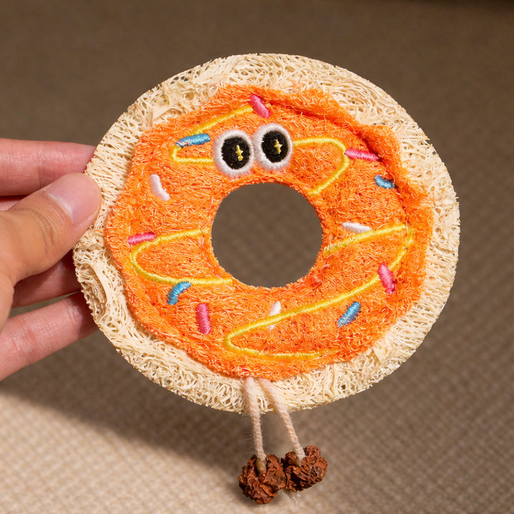 Loofah Cat Teaser Toy – Chewing & Dental Toy for Kittens