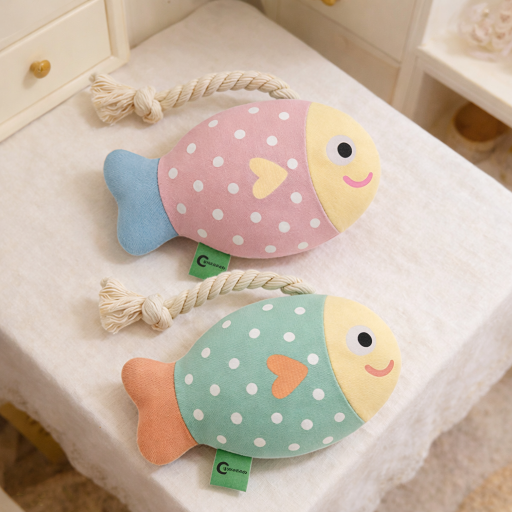 Plush Fish Cat Teaser Toy with Catnip – Chewable & Interactive Cat Toy