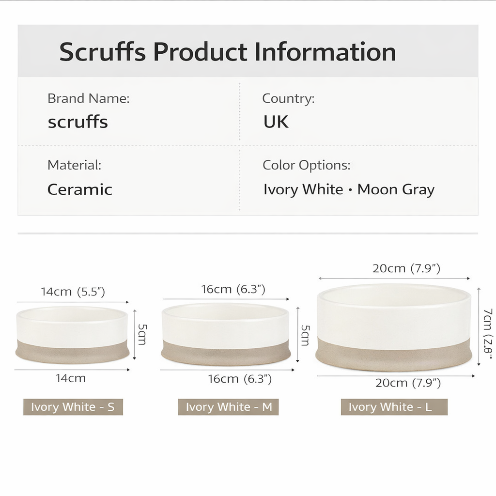 Anti-Tip Ceramic Pet Bowl – Food & Water Bowl for Cats and Small to Large Dogs