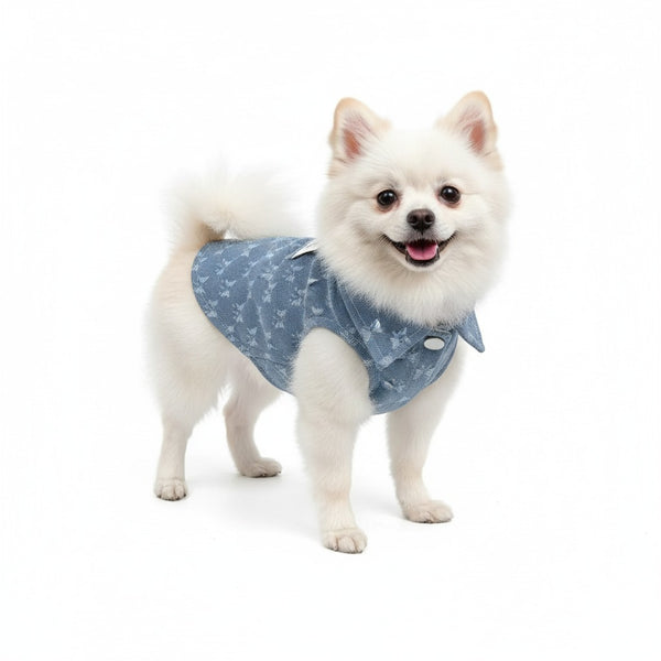 Denim Dog Vest – Stylish Lightweight Jacket for Small Dogs, Casual Pet Outfit