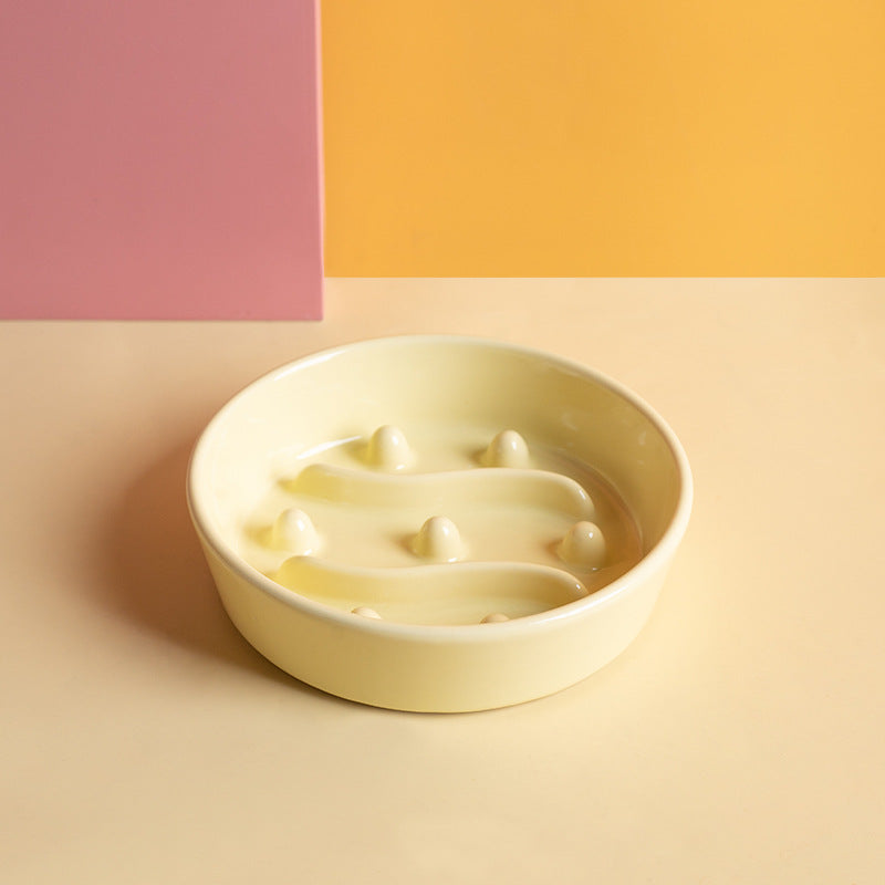 Ceramic Slow Feeder Bowl for Cats and Dogs