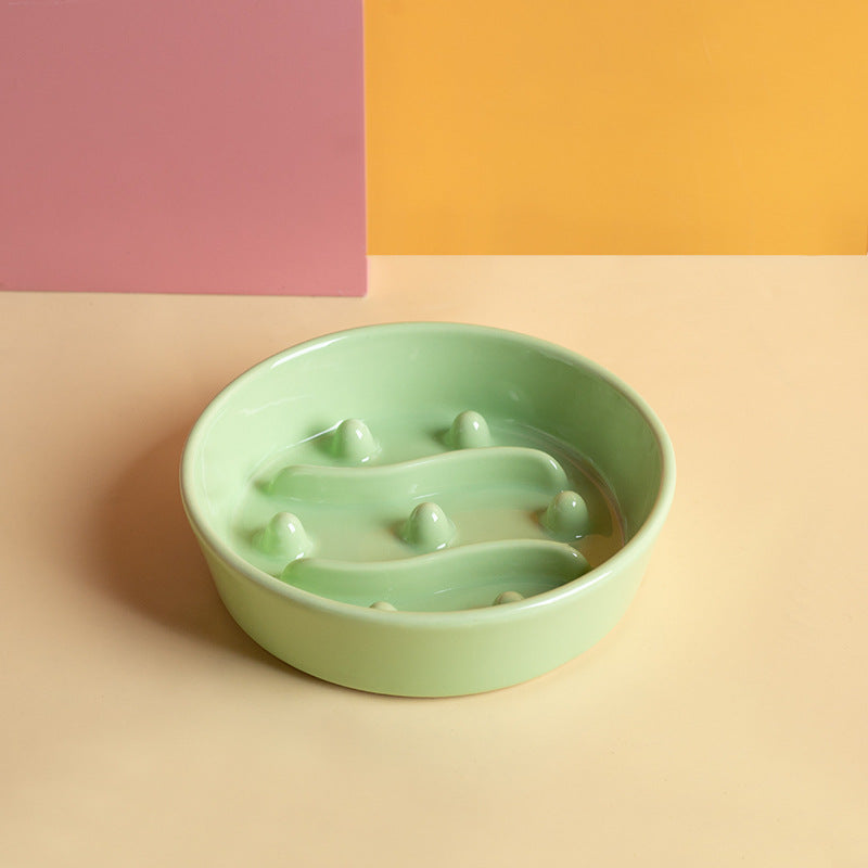 Ceramic Slow Feeder Bowl for Cats and Dogs