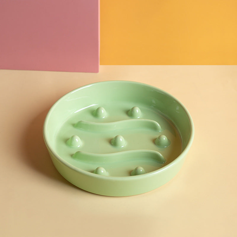 Ceramic Slow Feeder Bowl for Cats and Dogs