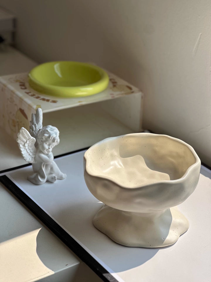 Angled Elevated Ceramic Slow Feeder Bowl for cat&small dog